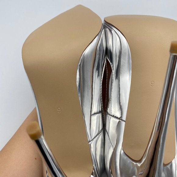 FSJ Silver Metallic Heels Pointy Toe Stiletto Pump - Picture 5 of 5